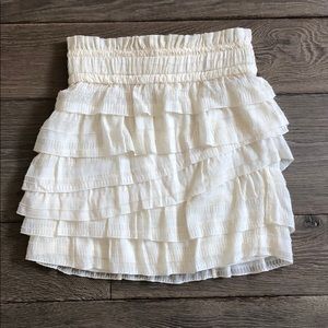 Iro Cream White Ruffle Mini Skirt, Size 36 (small)